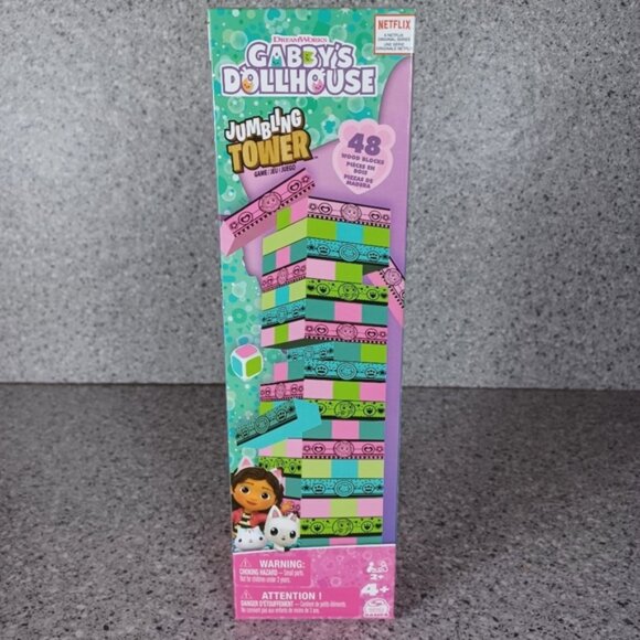 Game Gabby's Dollhouse Jumbling Stacking Jenga Wooden Blocks Kids Game - Picture 1 of 5